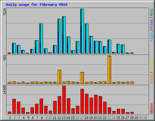 Daily usage for February 2019