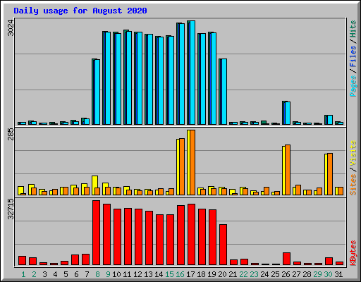 Daily usage for August 2020
