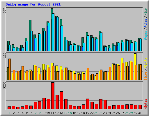 Daily usage for August 2021